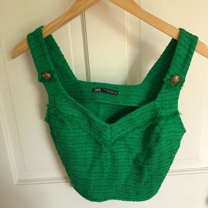 Zara cropped corset like tweed top
